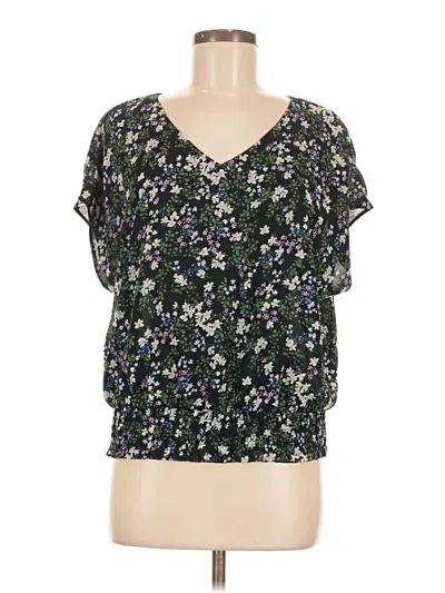 Pre-owned Ann Taylor Factory Short Sleeve Blouse In Black