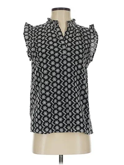 Pre-owned Ann Taylor Factory Short Sleeve Blouse In Black