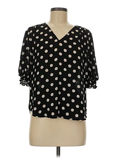 Pre-owned Ann Taylor Factory Short Sleeve Blouse In Black