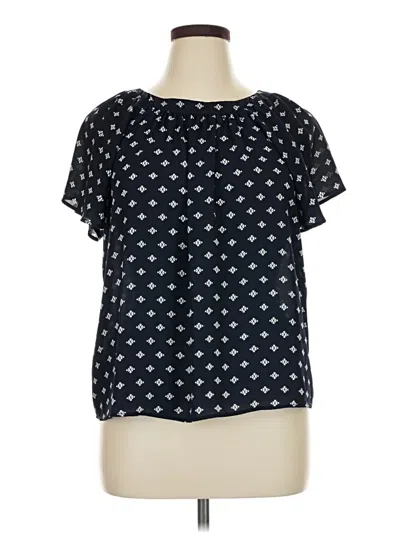 Pre-owned Ann Taylor Factory Short Sleeve Blouse In Black