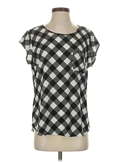 Pre-owned Ann Taylor Factory Short Sleeve Blouse In Black