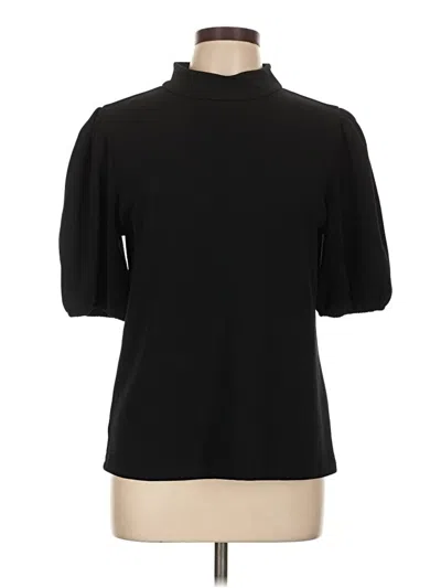 Pre-owned Ann Taylor Factory Short Sleeve Blouse In Black