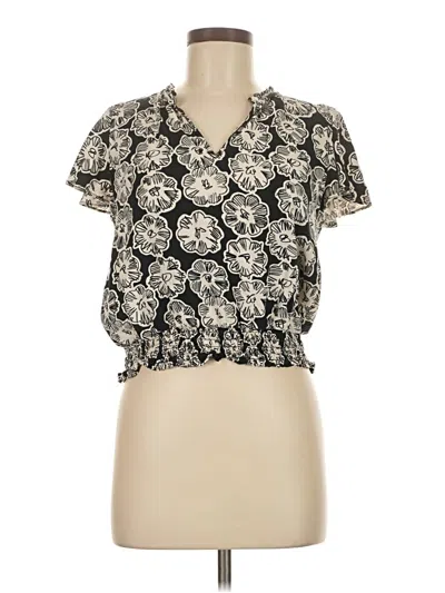 Pre-owned Ann Taylor Factory Short Sleeve Blouse In Black