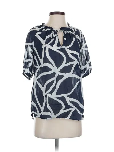 Pre-owned Ann Taylor Factory Short Sleeve Blouse In Blue
