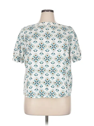 Pre-owned Ann Taylor Factory Short Sleeve Blouse In Blue