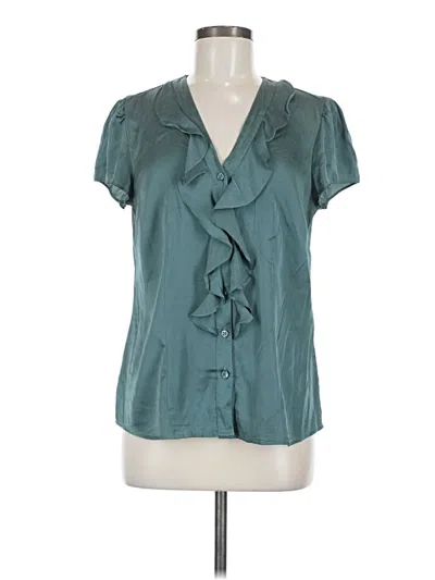 Pre-owned Ann Taylor Factory Short Sleeve Blouse In Blue
