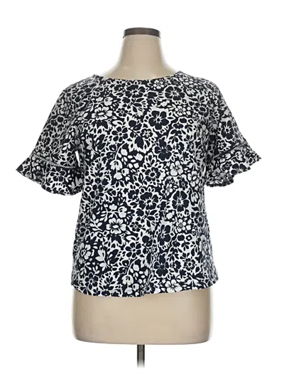 Pre-owned Ann Taylor Factory Short Sleeve Blouse In Blue