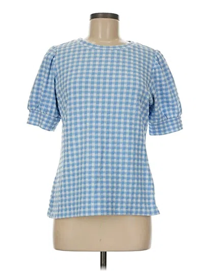 Pre-owned Ann Taylor Factory Short Sleeve Blouse In Blue