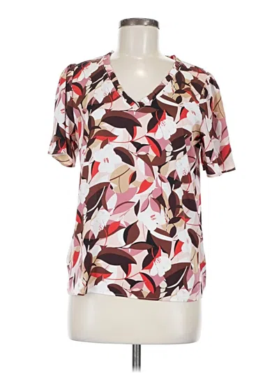 Pre-owned Ann Taylor Factory Short Sleeve Blouse In Burgundy
