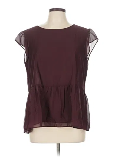 Ann Taylor Factory Short Sleeve Blouse In Burgundy