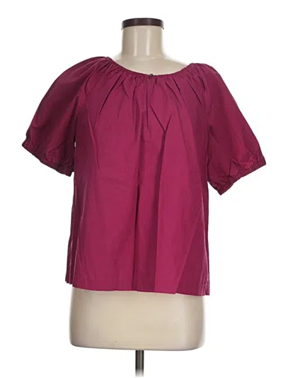 Pre-owned Ann Taylor Factory Short Sleeve Blouse In Burgundy
