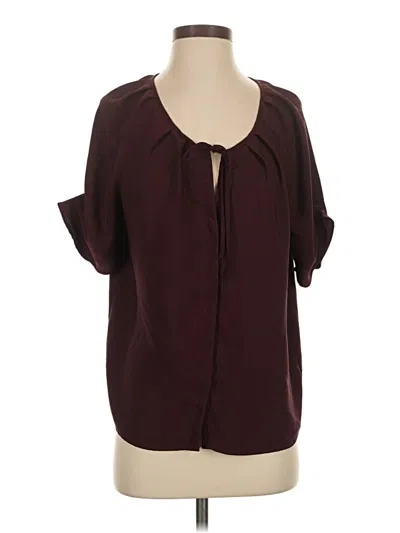 Pre-owned Ann Taylor Factory Short Sleeve Blouse In Burgundy