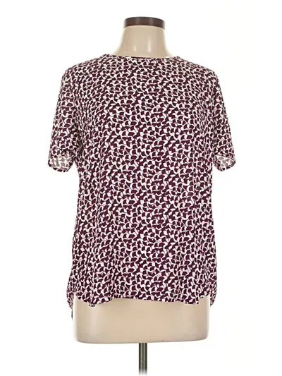 Pre-owned Ann Taylor Factory Short Sleeve Blouse In Burgundy