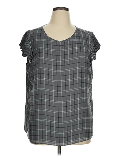 Pre-owned Ann Taylor Factory Short Sleeve Blouse In Gray