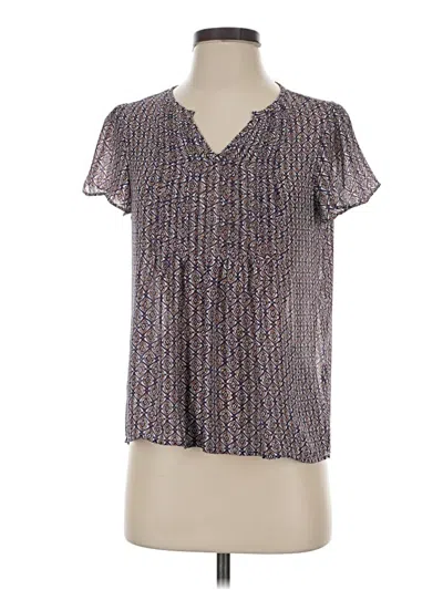 Pre-owned Ann Taylor Factory Short Sleeve Blouse In Gray