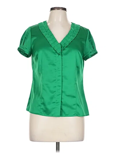 Pre-owned Ann Taylor Factory Short Sleeve Blouse In Green