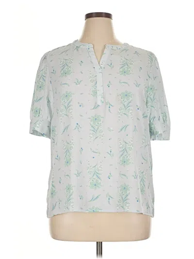 Pre-owned Ann Taylor Factory Short Sleeve Blouse In Green