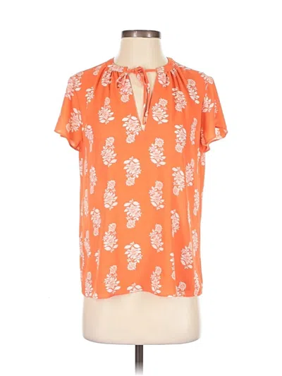 Pre-owned Ann Taylor Factory Short Sleeve Blouse In Orange