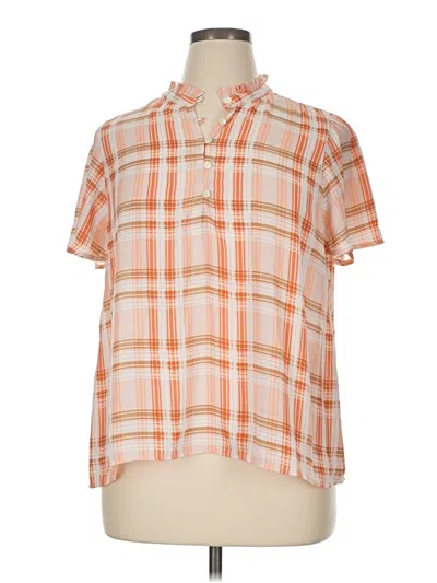 Pre-owned Ann Taylor Factory Short Sleeve Blouse In Orange
