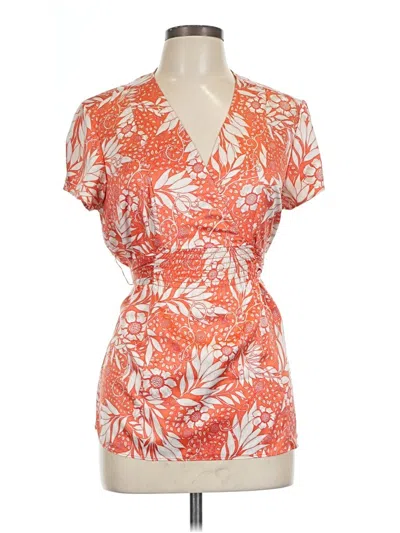 Pre-owned Ann Taylor Factory Short Sleeve Blouse In Orange