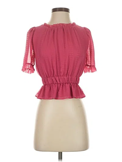 Pre-owned Ann Taylor Factory Short Sleeve Blouse In Pink