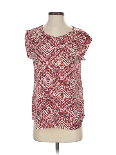 Pre-owned Ann Taylor Factory Short Sleeve Blouse In Red