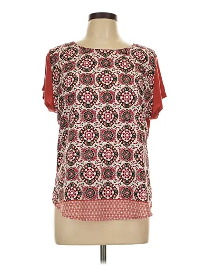 Pre-owned Ann Taylor Factory Short Sleeve Blouse In Red