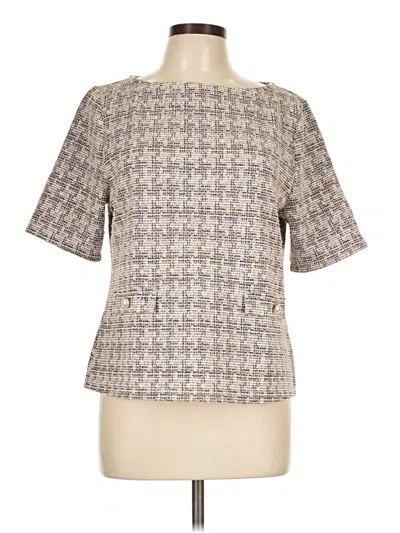 Pre-owned Ann Taylor Factory Short Sleeve Blouse In Tan