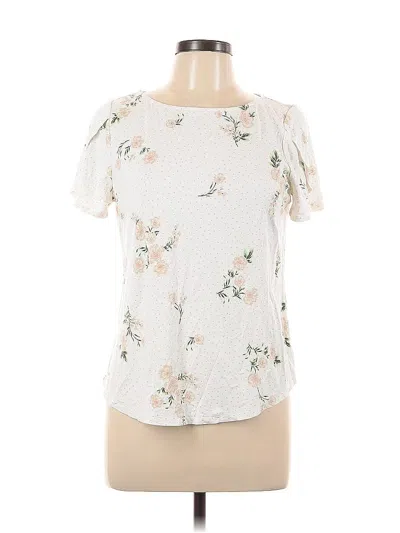 Pre-owned Ann Taylor Factory Short Sleeve Blouse In White