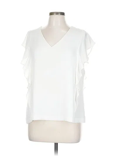 Pre-owned Ann Taylor Factory Short Sleeve Blouse In White