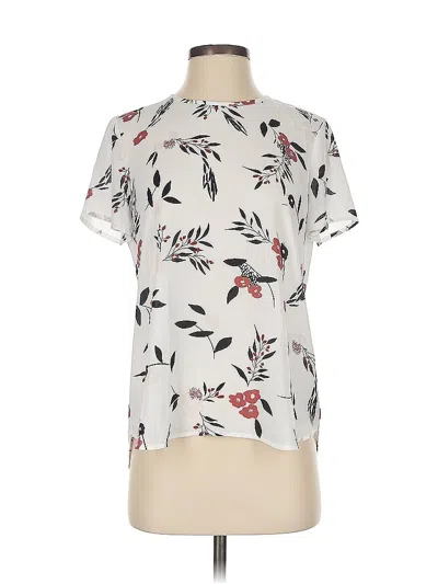 Pre-owned Ann Taylor Factory Short Sleeve Blouse In White
