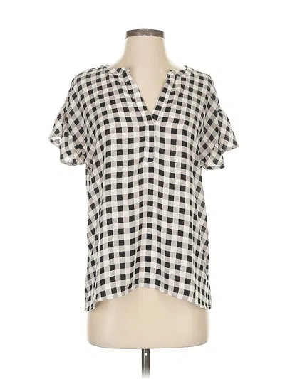 Pre-owned Ann Taylor Factory Short Sleeve Blouse In White