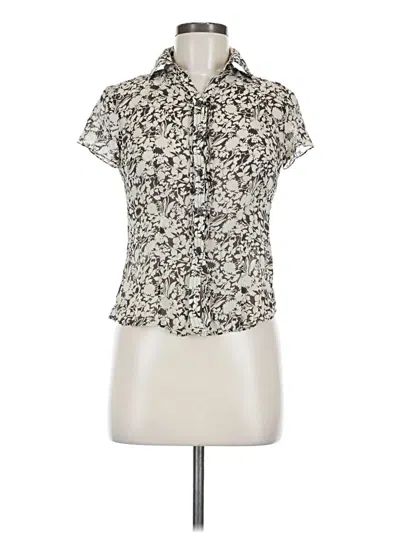 Pre-owned Ann Taylor Factory Short Sleeve Blouse In White