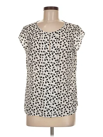 Pre-owned Ann Taylor Factory Short Sleeve Blouse In White