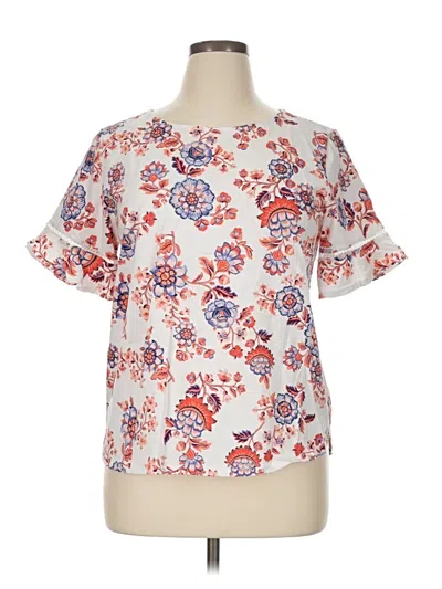 Pre-owned Ann Taylor Factory Short Sleeve Blouse In White