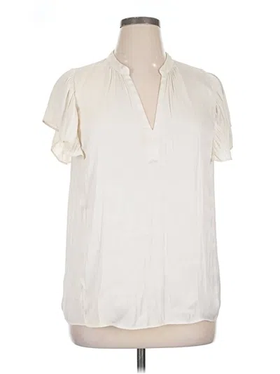Pre-owned Ann Taylor Factory Short Sleeve Blouse In White