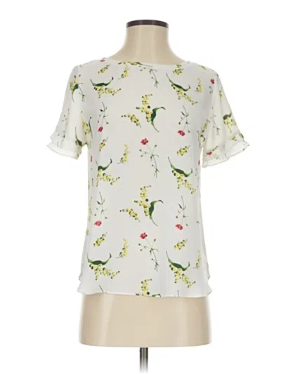 Pre-owned Ann Taylor Factory Short Sleeve Blouse In White