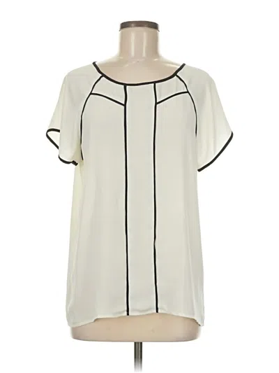 Pre-owned Ann Taylor Factory Short Sleeve Blouse In White