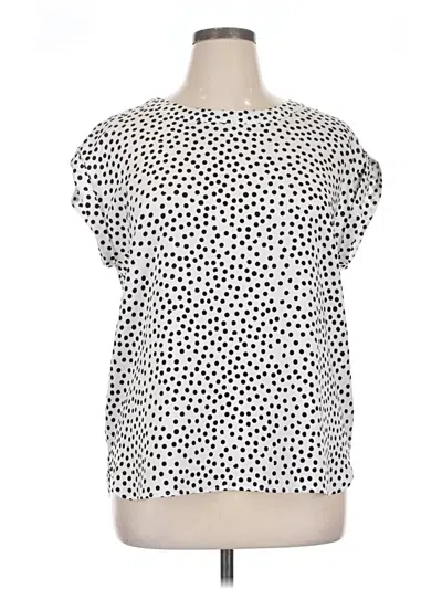 Pre-owned Ann Taylor Factory Short Sleeve Blouse In White
