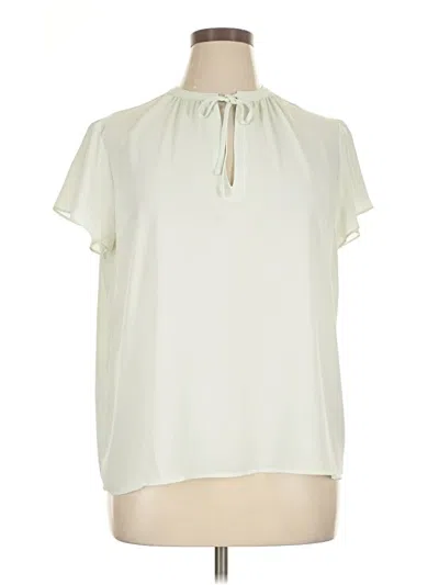 Pre-owned Ann Taylor Factory Short Sleeve Blouse In White