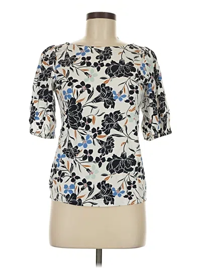 Pre-owned Ann Taylor Factory Short Sleeve Blouse In White
