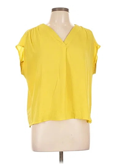 Pre-owned Ann Taylor Factory Short Sleeve Blouse In Yellow