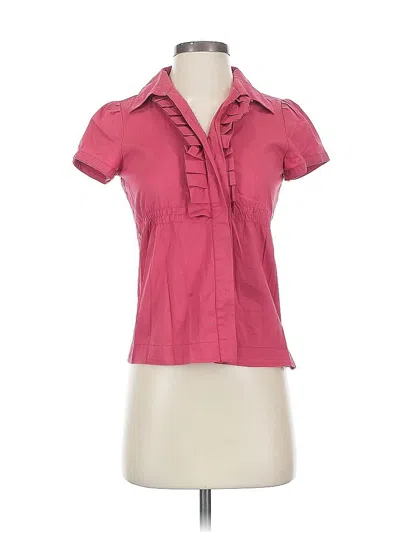 Pre-owned Ann Taylor Factory Short Sleeve Button Down Shirt In Pink