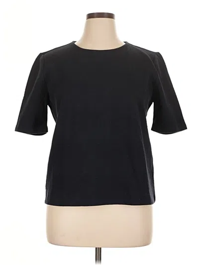 Pre-owned Ann Taylor Factory Short Sleeve Top Black Crew Neck Tops