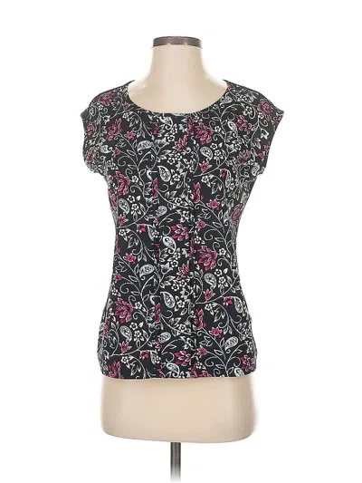 Pre-owned Ann Taylor Factory Short Sleeve Top Black Scoop Neck Tops