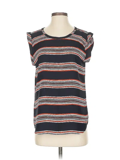 Pre-owned Ann Taylor Factory Short Sleeve Top Black Scoop Neck Tops