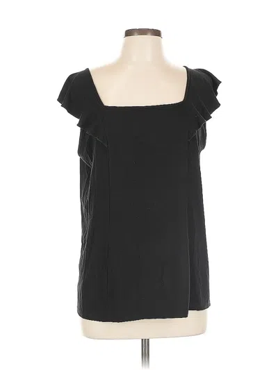 Pre-owned Ann Taylor Factory Short Sleeve Top Black Sweetheart Neckline Tops