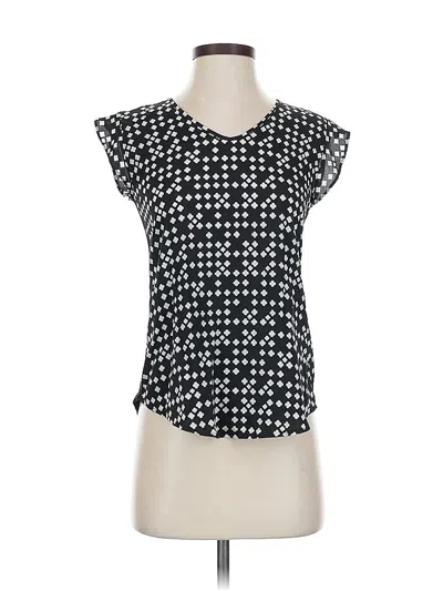 Pre-owned Ann Taylor Factory Short Sleeve Top Black Sweetheart Neckline Tops