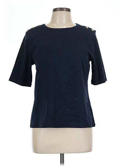 Ann Taylor Factory Short Sleeve Top Blue Boatneck Tops