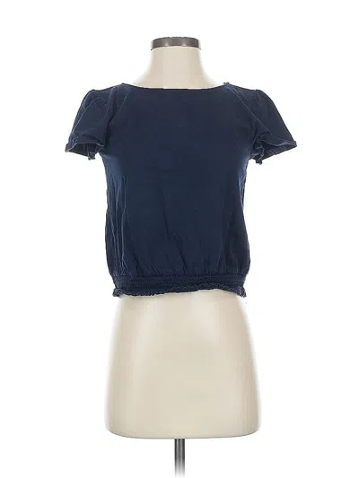 Pre-owned Ann Taylor Factory Short Sleeve Top Blue Scoop Neck Tops